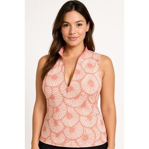 Tommy Bahama Women's Large Golf Zip Top Aubrey Sleeveless Island Zone  Shirt